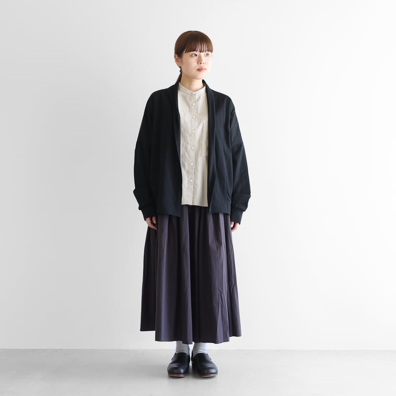 HUIS in house］SUVIN COTTON長袖リブカーディガン（ブラック