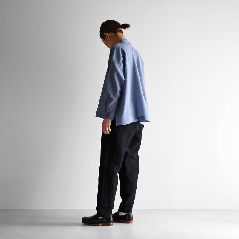 ウォッシャブルウールワイドブラウス（グレイッシュブルー）【レディス