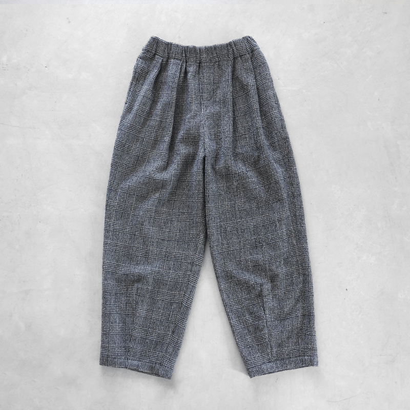 HUIS×尾州”縮絨ウールワイドパンツ（グレンチェック）【ユニセックス