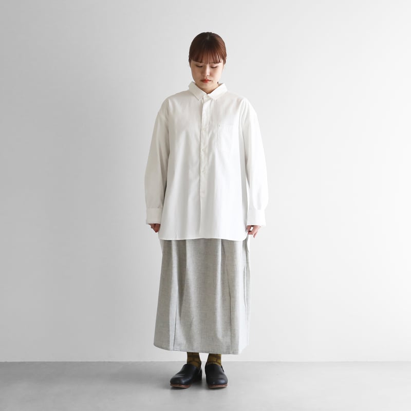 オーガニックコットンライトオックスビッグシャツ（白）【ユニ