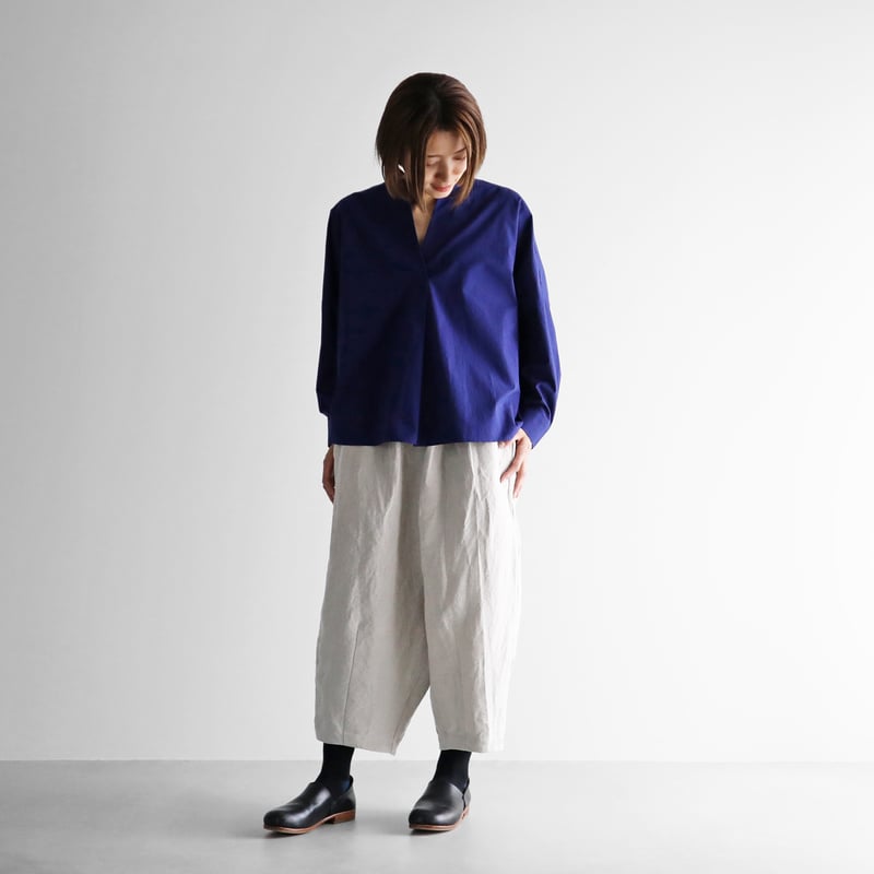 HUIS.ハウス　バンブーリネンバルーンパンツ（グレージュ)ユニセックス バンブーリネンサルエルバルーンパンツ（グレージュ）【ユニ
