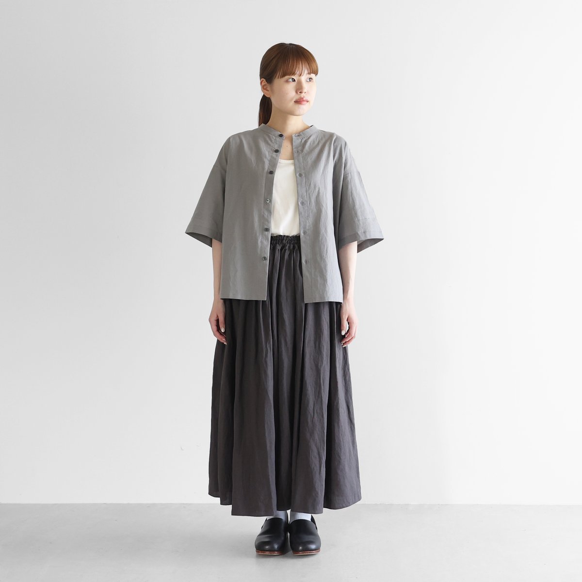 gasa grue リネンコットン ニット切替ブラウス プルオーバー 41202-03307 カットソー グレー レディース ガサグルー【中古】4-0804S♪ gasa grue リネンコットン ニット切替ブラウス プルオーバー 41202