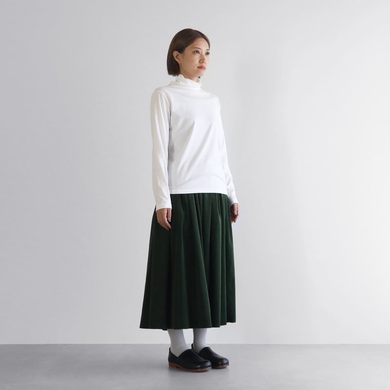 HUIS in house］SUVIN COTTON長袖タートルネックカットソー（白）【ユニ