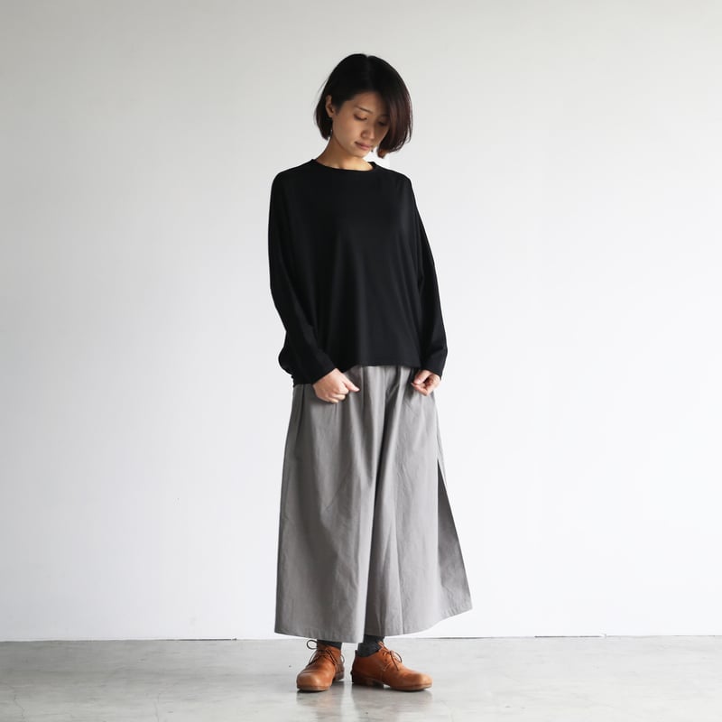 HUIS in house］SUVIN COTTON長袖コクーンカットソー（ブラック）【レデ