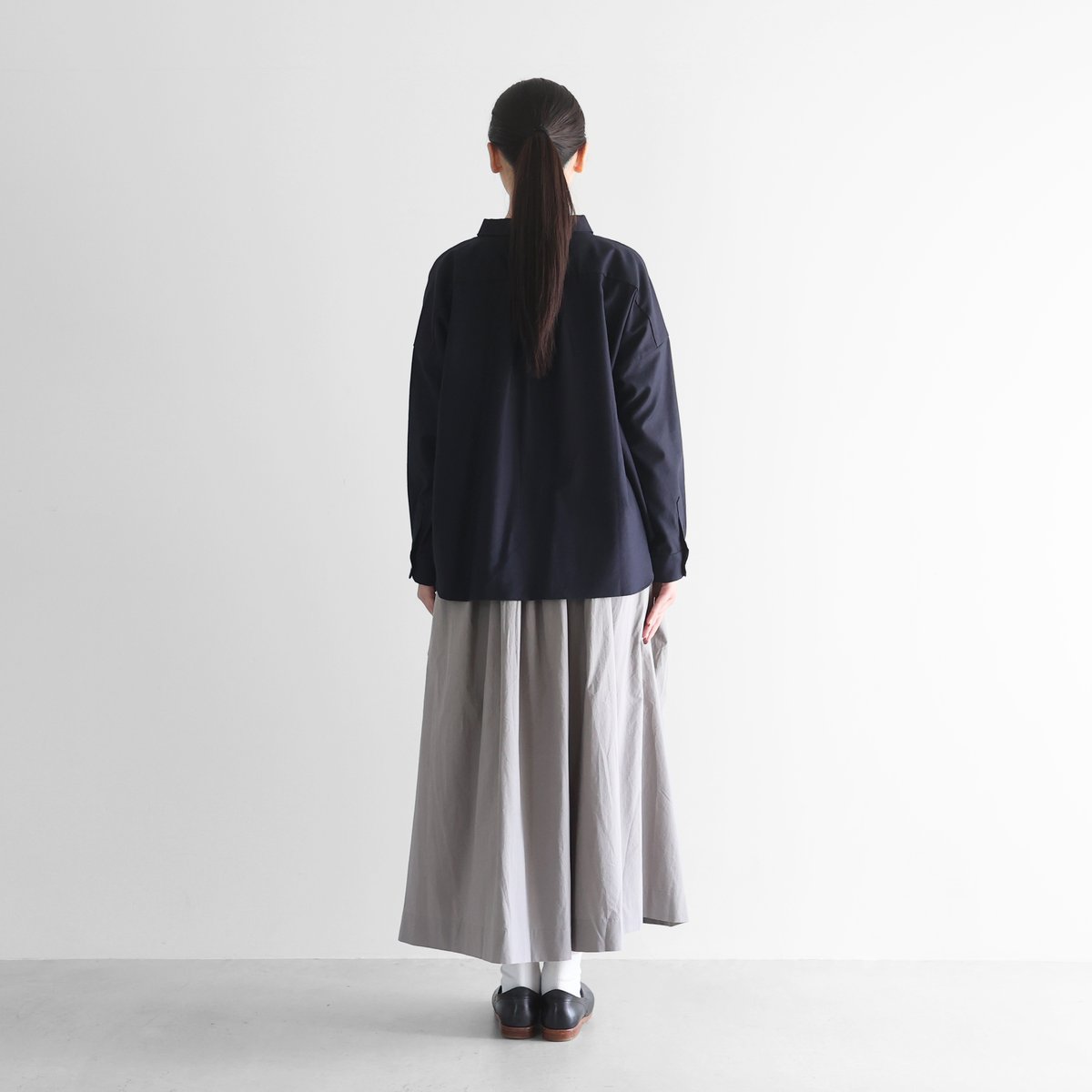 オーガニックコットンポケットギャザーロングスカート（ライト