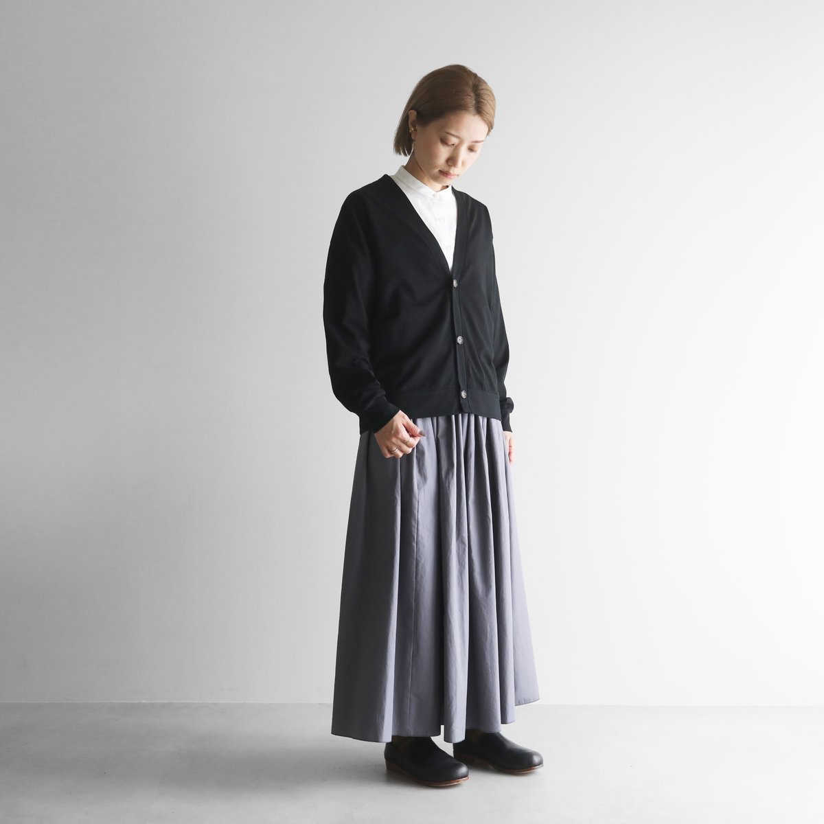 美品 HUIS. in house スウェット カーディガン 黒 huis HUIS in house］SUVIN COTTONカーディガン（ブラック）【ユニ