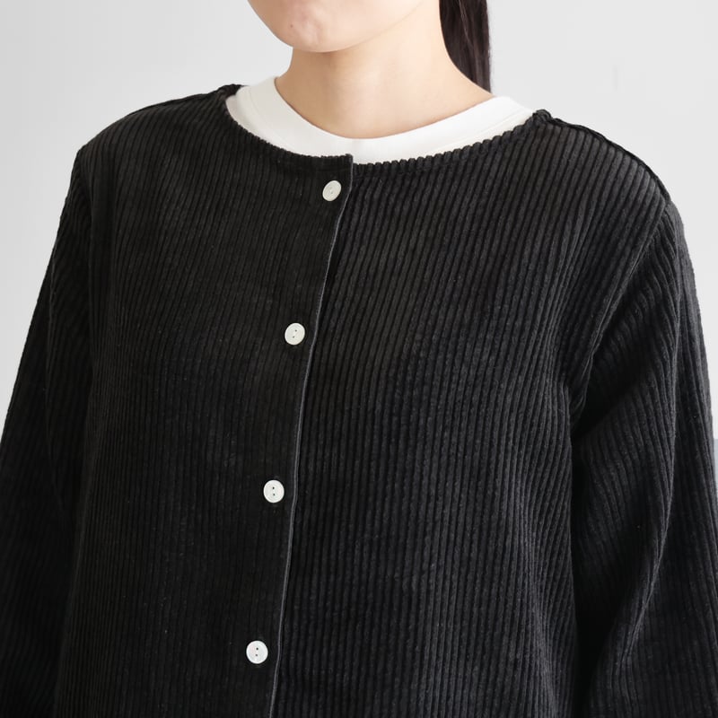 綿麻コーデュロイワンピース（太畝・ダークグレー）【レディス】U203