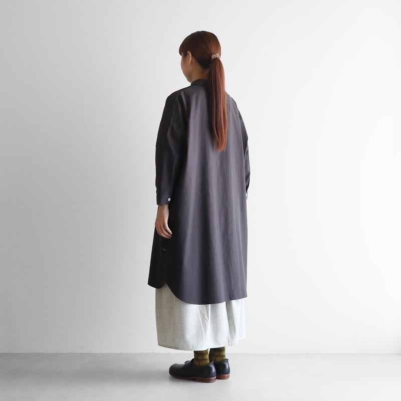 やわらかコットンロングシャツ（ダークグレー）【ユニセックス