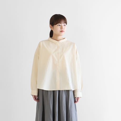 綿ウールタイプライタークロスワイドブラウス（きなり）【レディス】U102