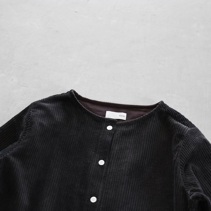 綿麻コーデュロイワンピース（太畝・ダークグレー）【レディス】U203