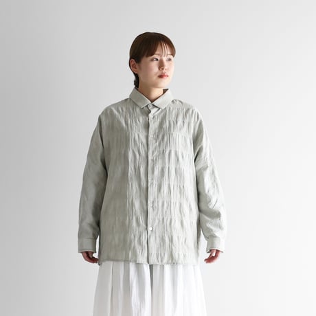 柄二重織シャトルジャガードシームレスオーバーシャツ （ミストグレー）【ユニセックス】020