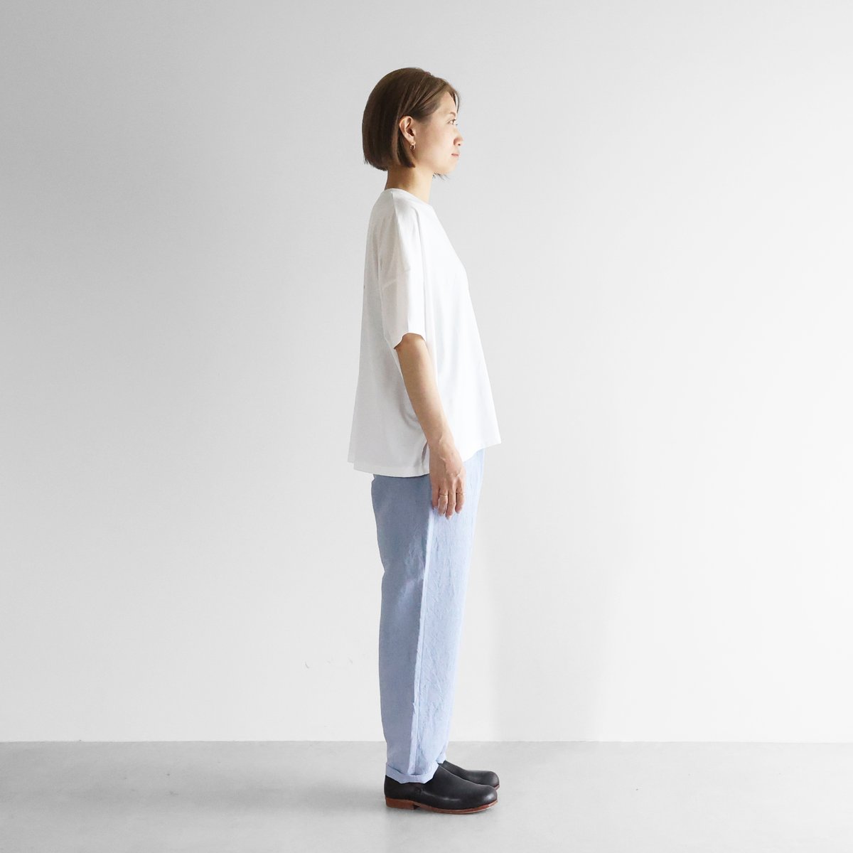 【新品】HUIS in house SUVIN COTTON 半袖ポロカットソー HUIS in house］SUVIN COTTON半袖スクエアワイドカットソーHF（白）【