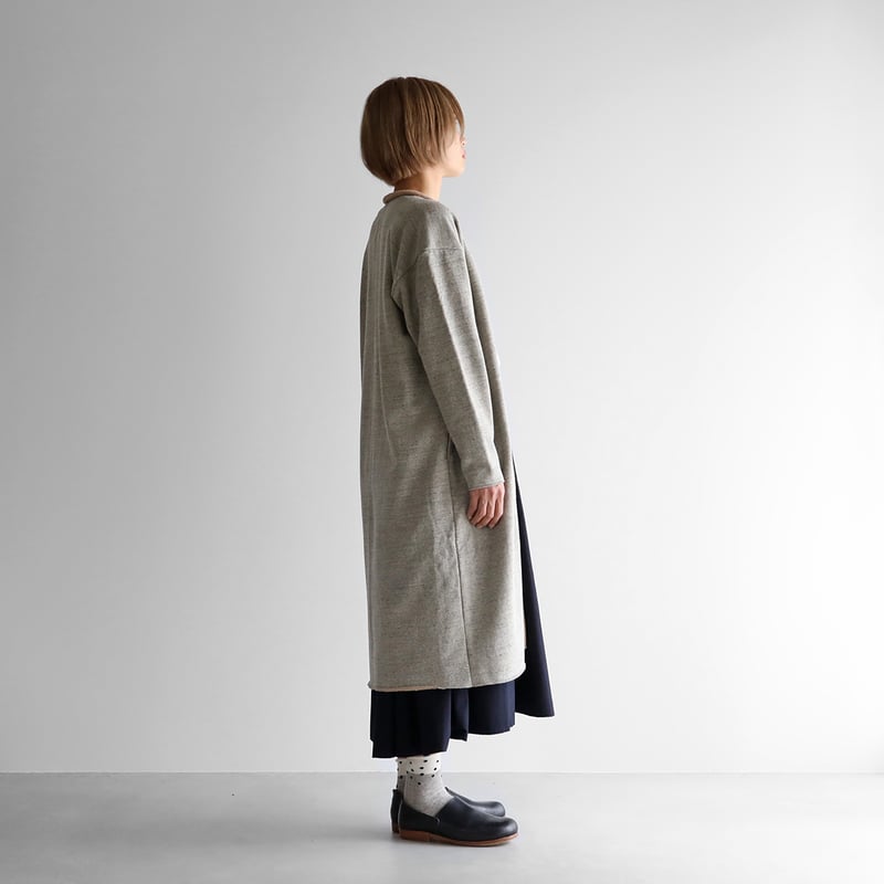 【美品】コットンハウスアヤ〈日本製〉立体織り柄フーデットワイドロングコートF緑茶 fit=scale-down,w=1200