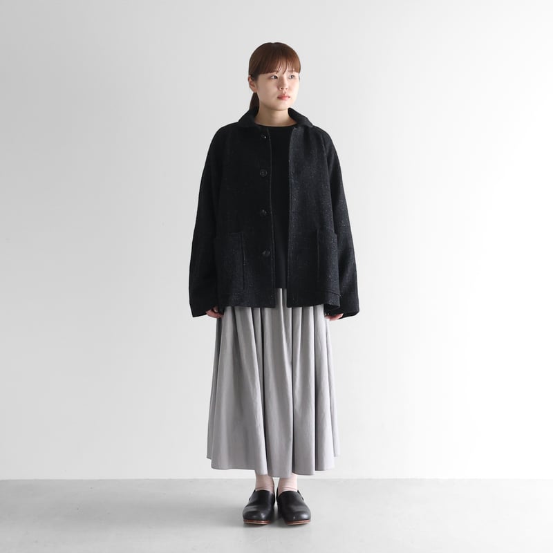 HUIS〜遠州織物〜尾州ショートコート HUIS×尾州”縮絨ウールフランネルワイドショートコート 311を