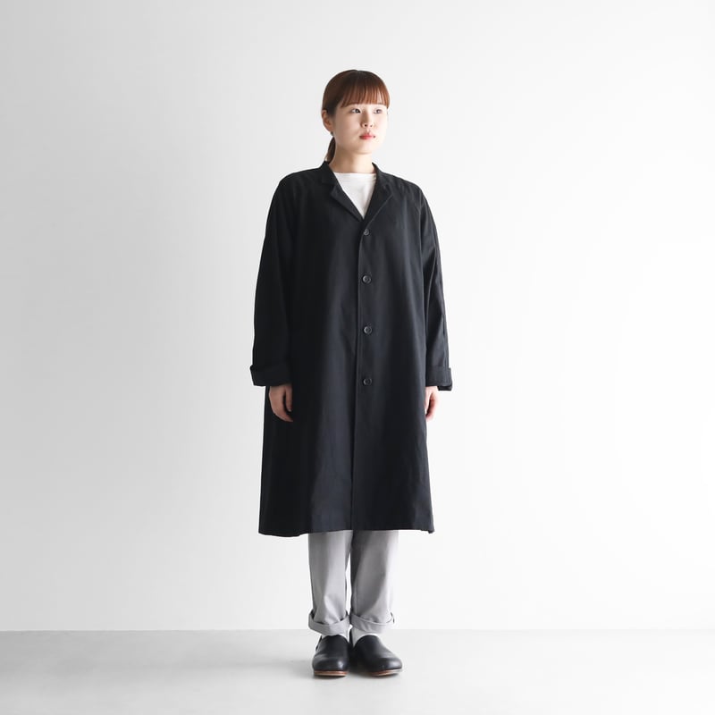 やわらかシーチングコットンアトリエコート（ブラック）【ユニセックス