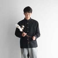 【遠州織物×久留女木の棚田プロジェクト】棚田コットンビッグシャツ（ブラック）【ユニセックス】011