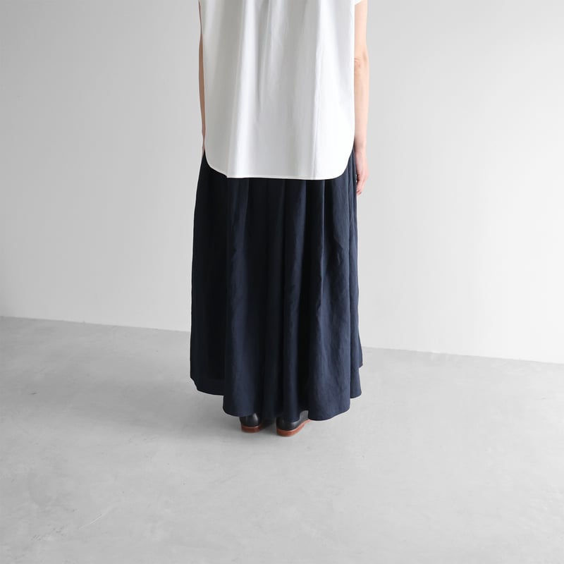 HUIS オールドレピアリネンロングスカートL ダークネイビー U402L オールドレピアリネンロングスカートL（ダークネイビー