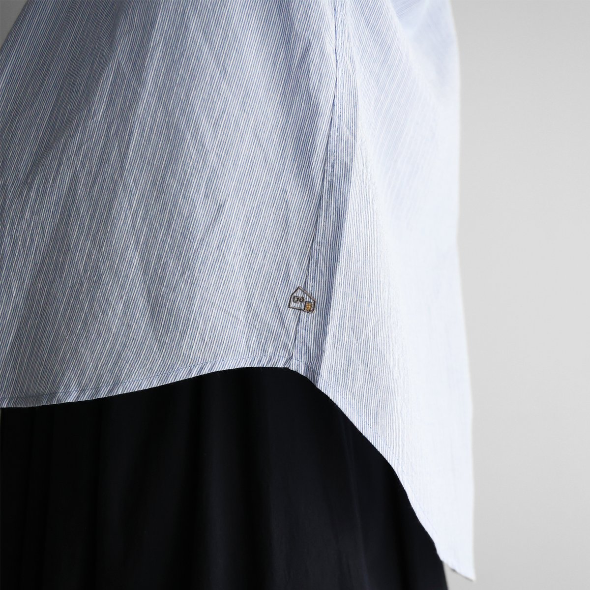 HUIS 遠州織物　U108　8分袖コードレーンワイドブラウス 8分袖コードレーンワイドブラウス（サックスブルー）【レディス】U108