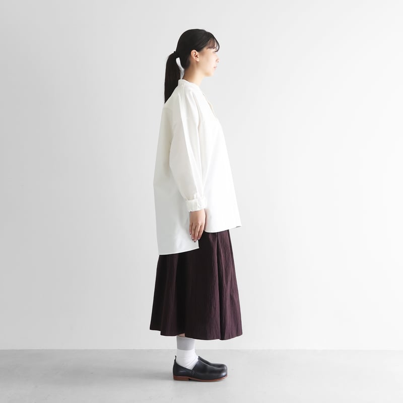 スヴィンオックスフォードバンドカラーオーバーシャツL（きなり