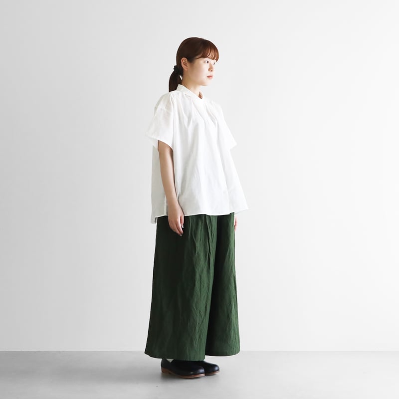 バンブーリネンスカートパンツ（エバーグリーン）【ユニセックス