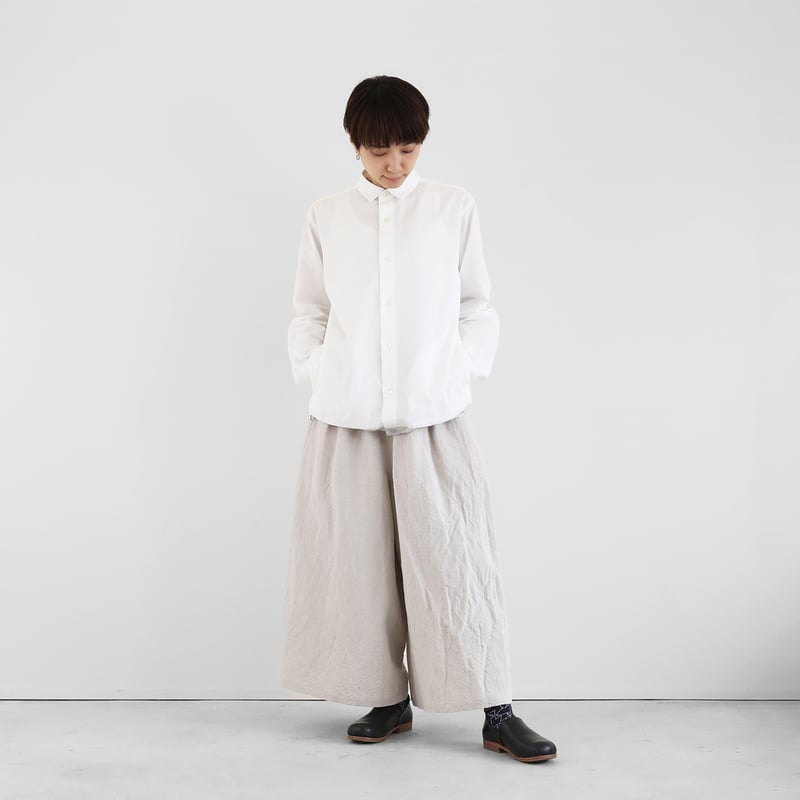 ライトウェザークロスドローコードポケットオーバーシャツ（白）【ユニ
