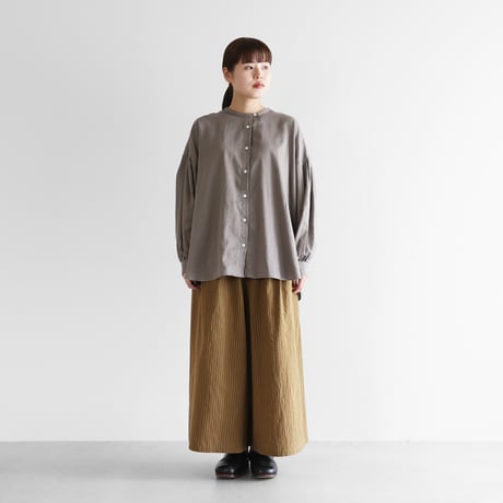 やわらかシーチングコットンスカートパンツ（ブラウンストライプ）【レディス】505