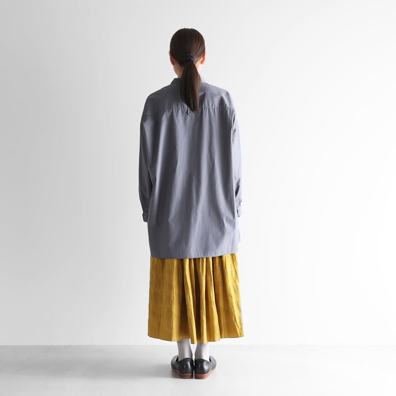 ギザコットンブロードバンドカラーオーバーシャツ（スチールグレー