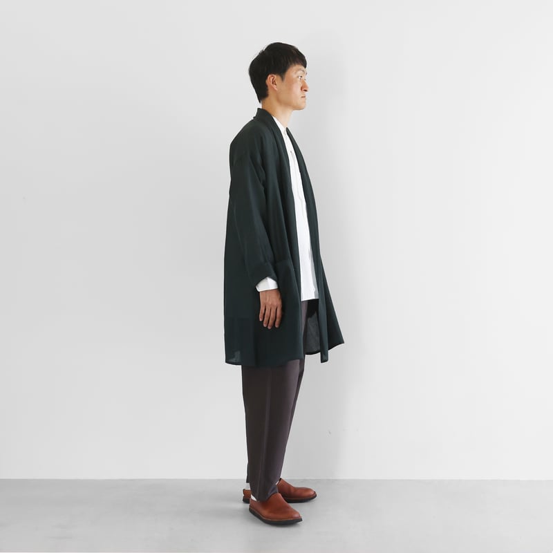 ウォッシャブルウールロングカーディガン（ダークグリーン）【ユニ