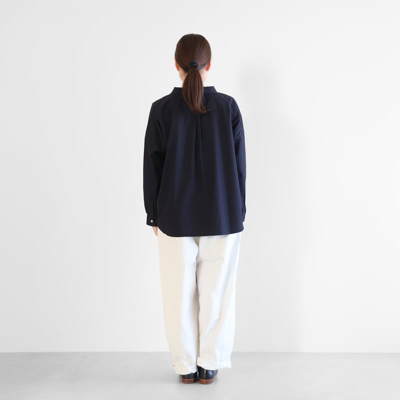 ギザコットンブロードワイドブラウス（ダークネイビー