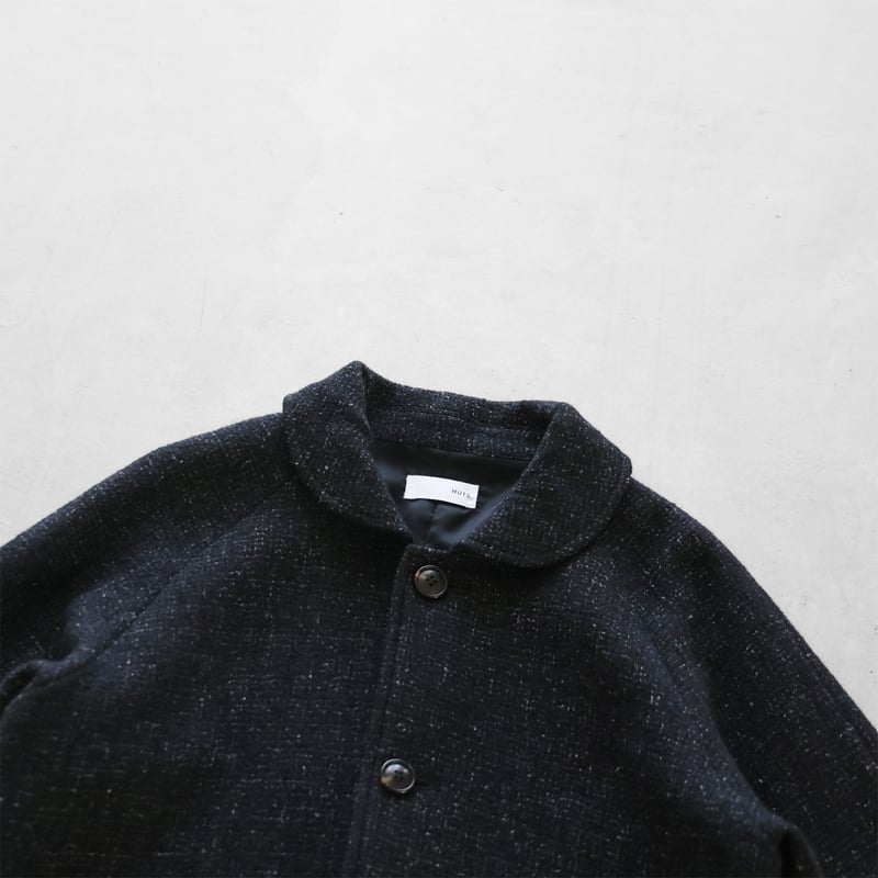 HUIS×尾州”縮絨リネンウールミドルコート （ブラック）【ユニセックス
