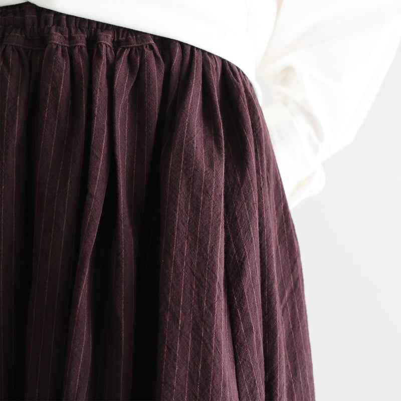 シーチングコットンロングスカート（ボルドーブラウン）【レディス