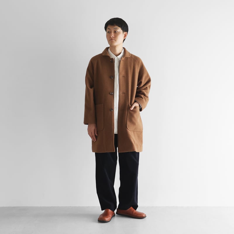 ちびダブル 3ペア【1106】 HUIS×尾州”縮絨ウールフランネルミドルコート （ブラウン）【ユニ