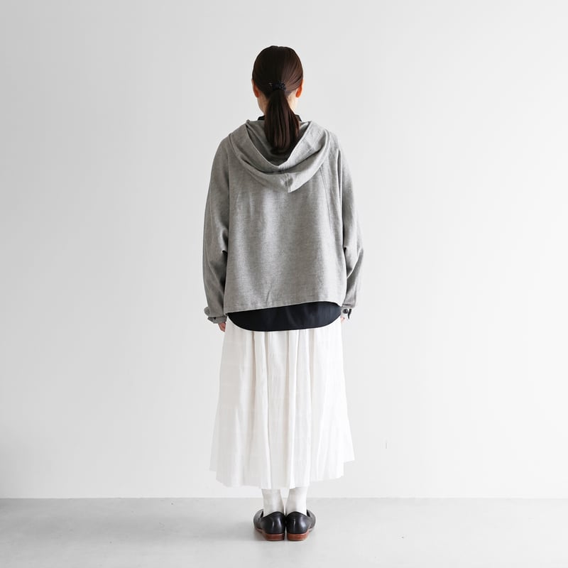 huis ヤクウール綾ネルポンチョ　ライトグレー315 ヤクウール綾ネルポンチョ（ライトグレー）【レディス】315 | HUIS