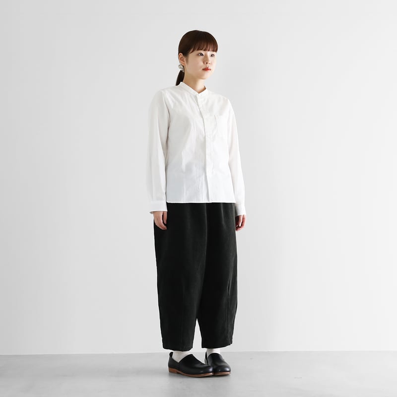 HUIS 遠州織物 やわらかコットン バンドカラーシャツ ユニ