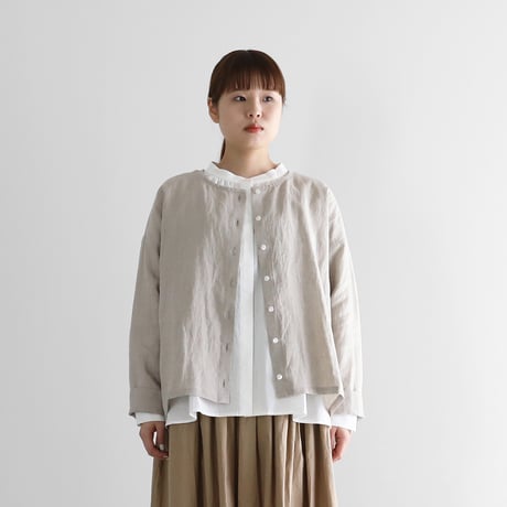 シャトルリネンショートカーディガン（きなり）【レディス】704