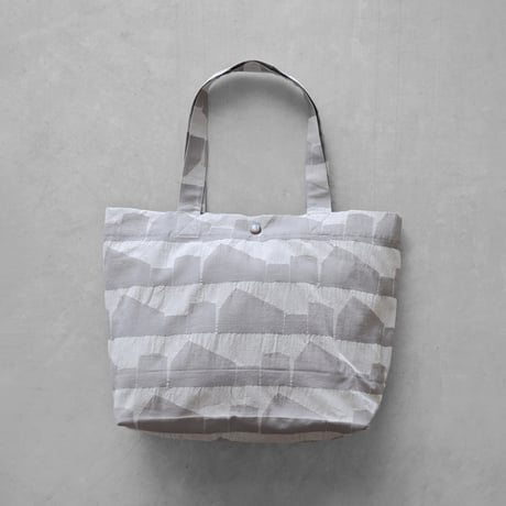 先染め朱子織シャトルジャガードトートバッグ（ライトグレー）S001