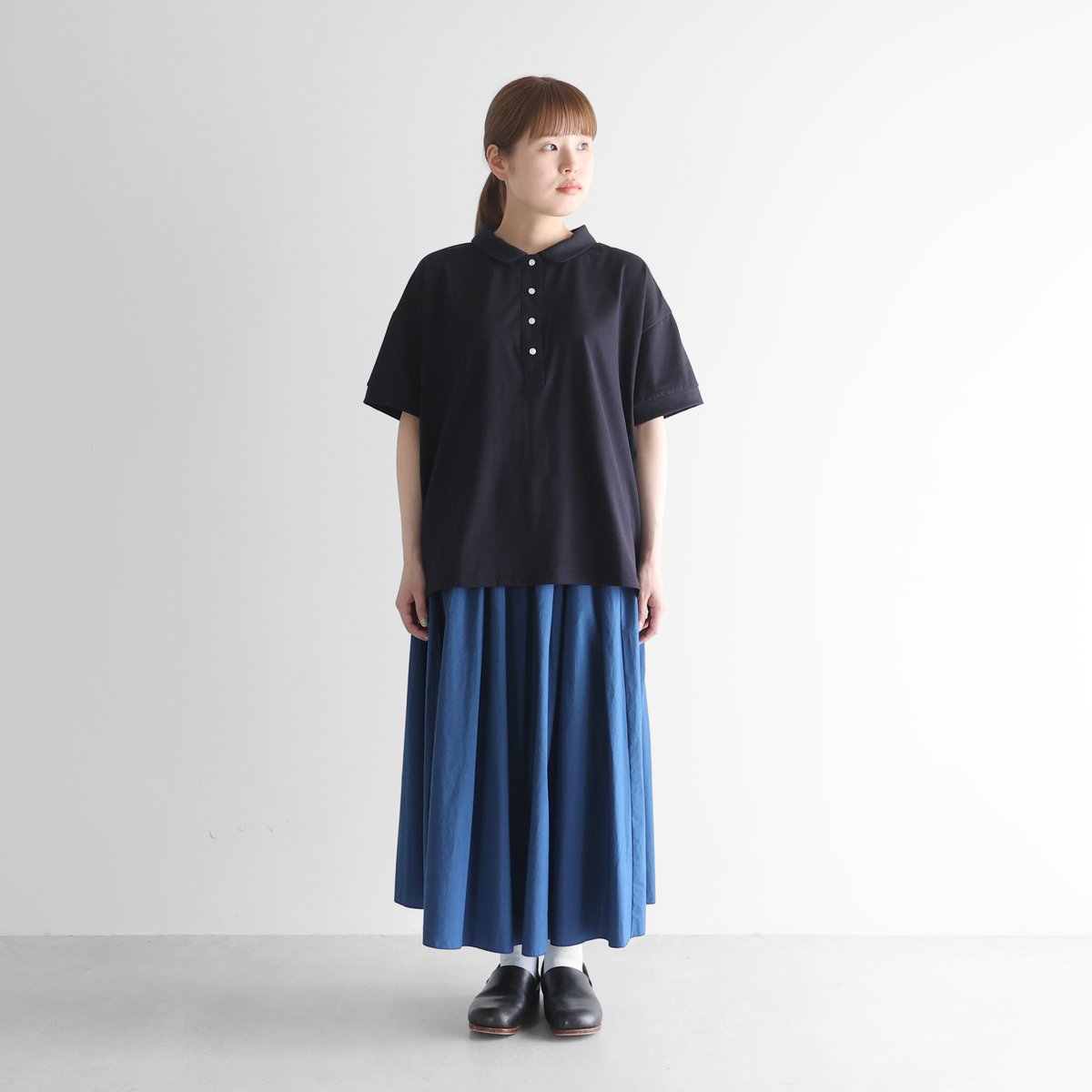 HUIS in house］SUVIN COTTON半袖ポロカットソー（ダークネイビー）【レ