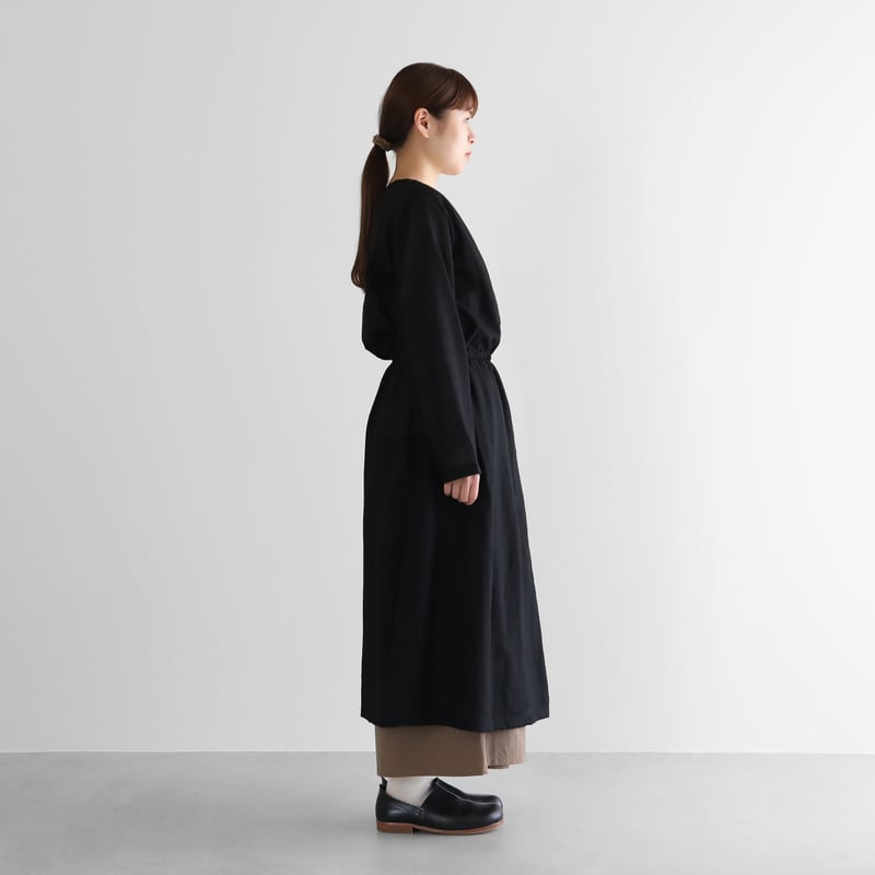 ウォッシャブルウールカシュクールワンピース（ブラック）【レディス