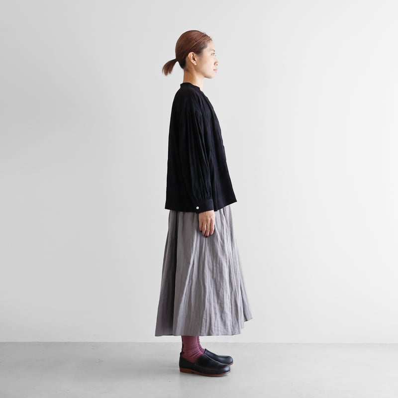 シャトルトリプルガーゼロングスカート（ライトグレー