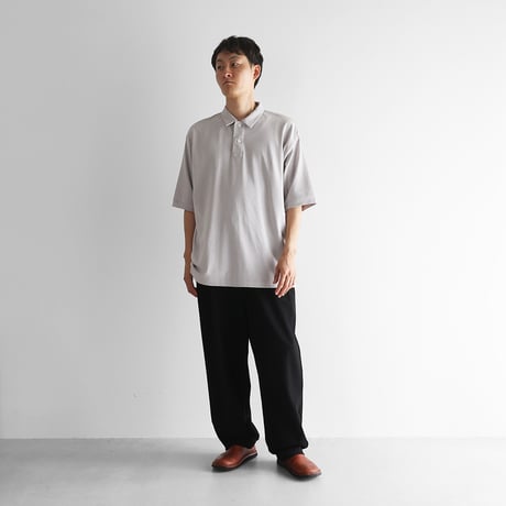 ［HUIS in house］綿麻天竺ビッグポロカットソー（シルバーグレー）【ユニセックス】CS111