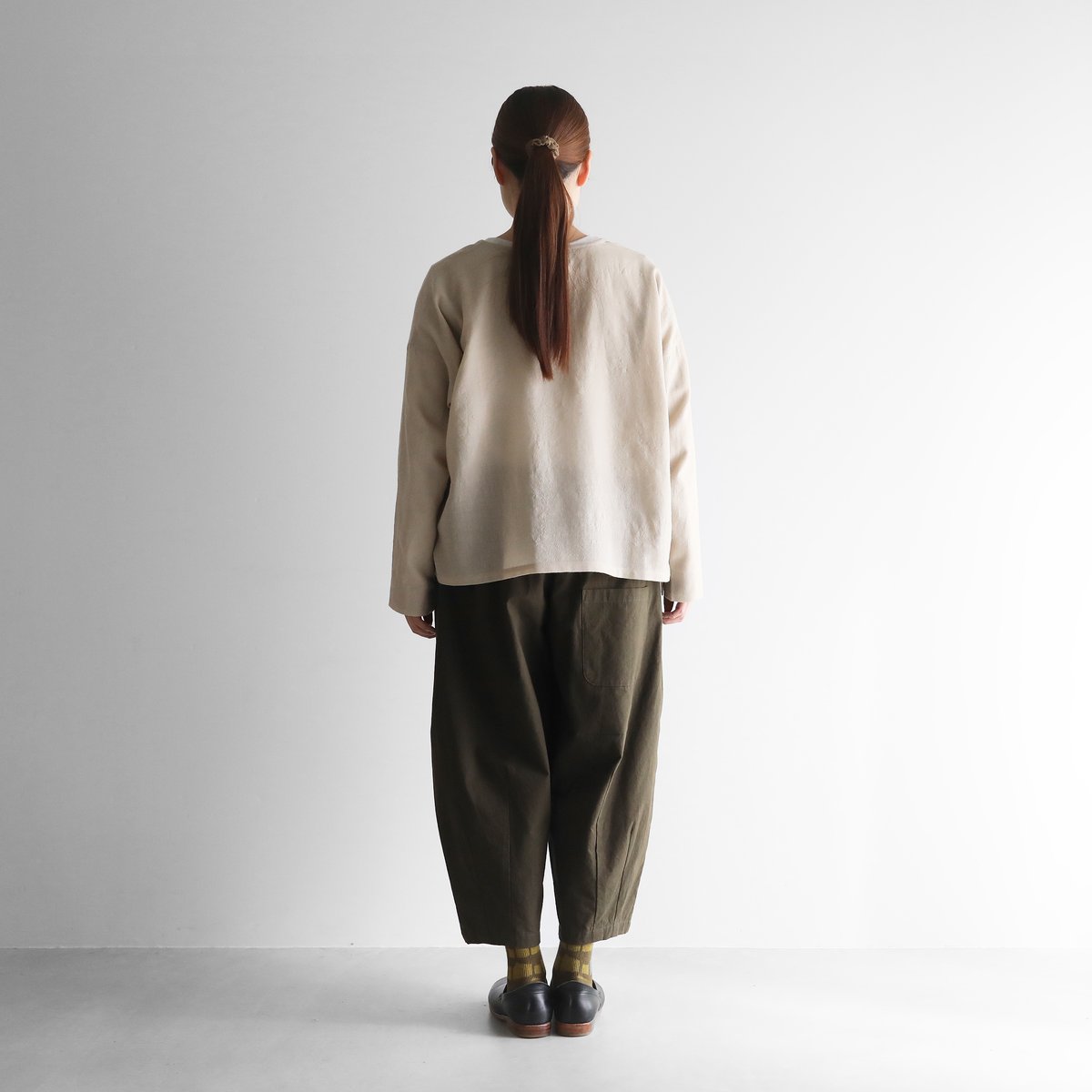 ウォッシャブルウールショートカーディガン（グレージュ）【レディス