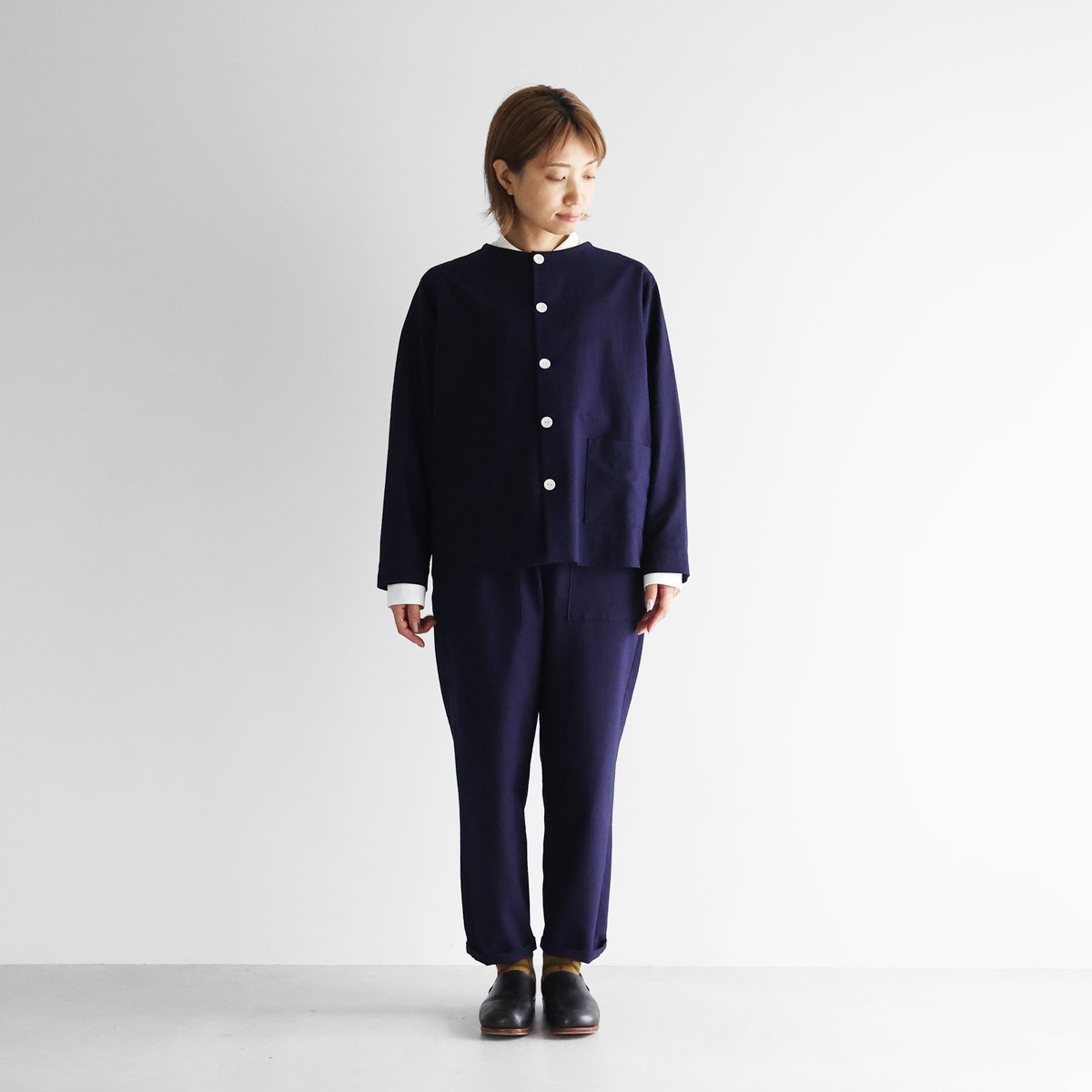 タイソン様 フランス リネン ワークパンツ 58 ネイビー