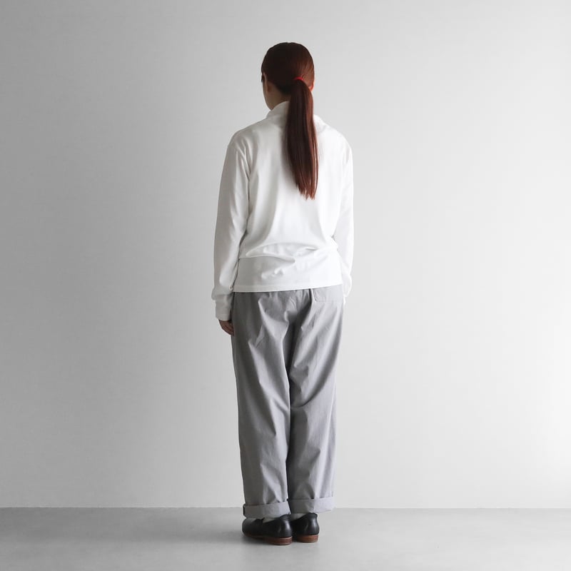 HUIS in house］SUVIN COTTON長袖タートルネックカットソー（白