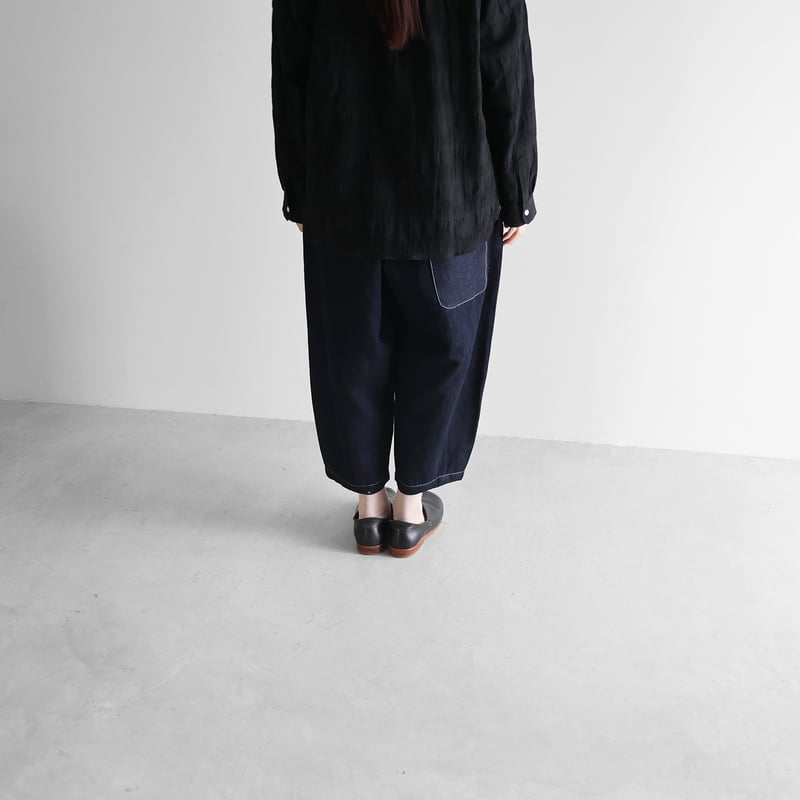 KAPITAL　魔女ブルマ　インディゴデニム　コットン　バルーンパンツ 日本製 HUIS×三備”綿麻シャトルデニムバルーンパンツ（インディゴ）【ユニ