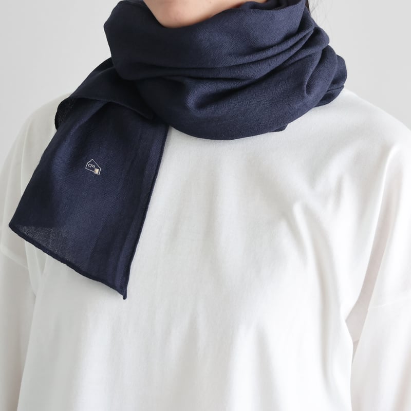 ウォッシャブルウールストール（ダークネイビー）S103 | HUIS onlinestore