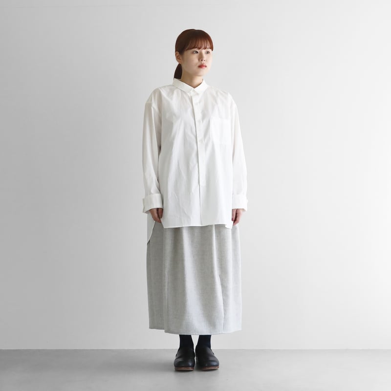 HUIS. オーガニックコットン オープンカラー オーバーシャツ ユニセックス オーガニックコットンビッグシャツ（白）【ユニセックス】011
