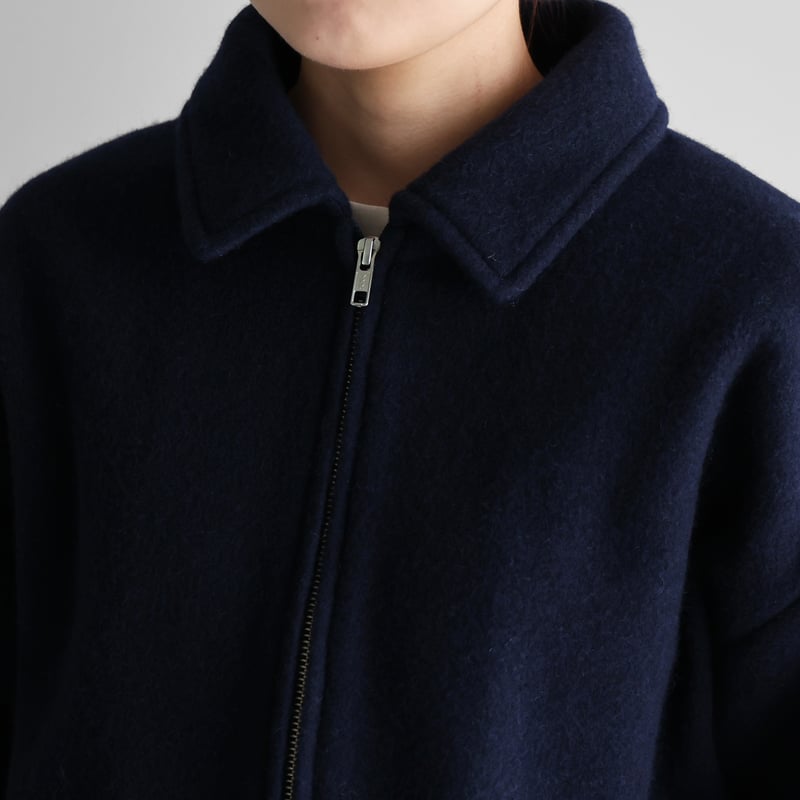 HUIS×尾州”縮絨ウールフランネルジップブルゾン(ダークネイビー HUIS×尾州”縮絨ウールフランネルジップブルゾン(ダークネイビー