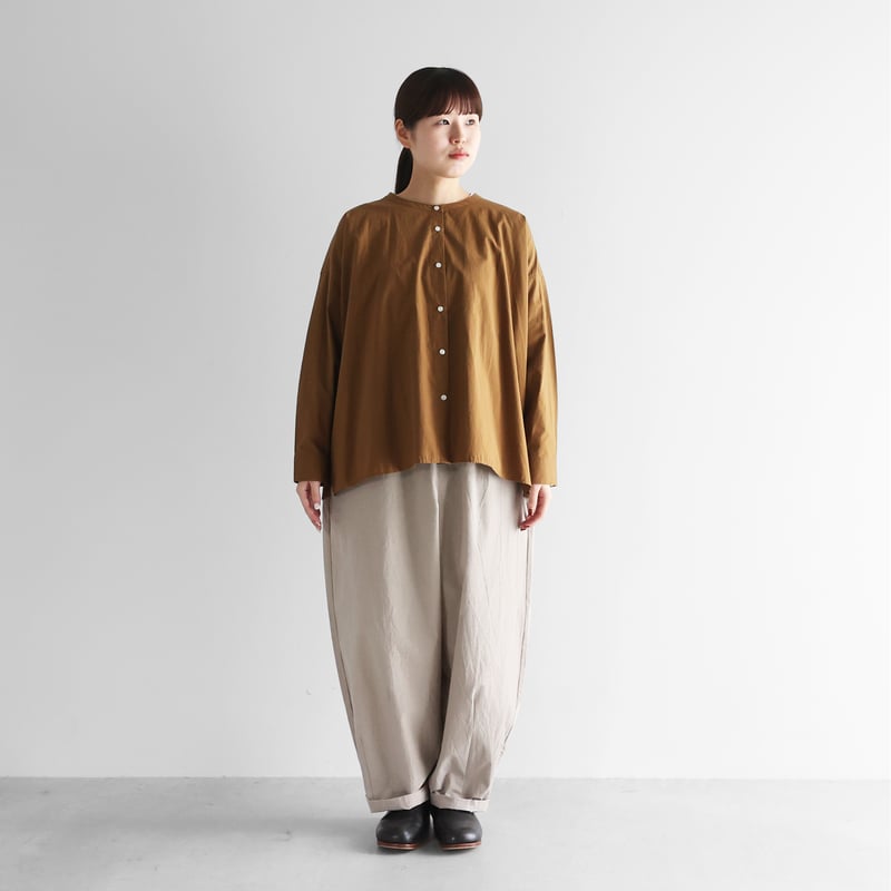 ウォッシャブルウールコットンバルーンパンツロング（ミルクティ