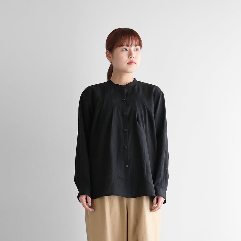 シャトルリネンタックブラウス(ブラック)【レディス】U113 シャトルリネンタックブラウス(ブラック)【レディス】U113