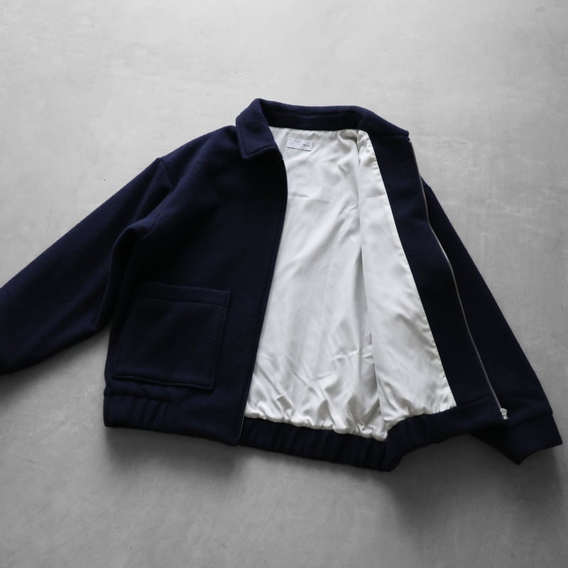 HUIS×尾州”縮絨ウールフランネルジップブルゾン(ダークネイビー HUIS×尾州”縮絨ウールフランネルジップブルゾン(ダークネイビー